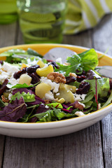 Salad with baked rhubarb