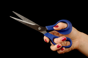 Cutting action on the black background