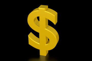 Dollar sign isolated on a black background