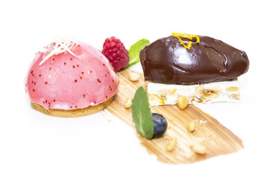 souffle dessert with berries and chocolate
