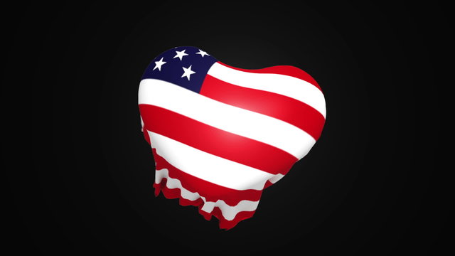 USA flag draped over invisible heart