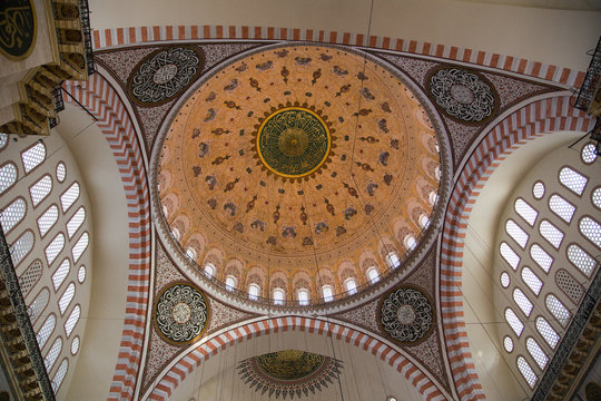 inside ancient mosque in istanbul.