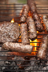 Meat on grill
