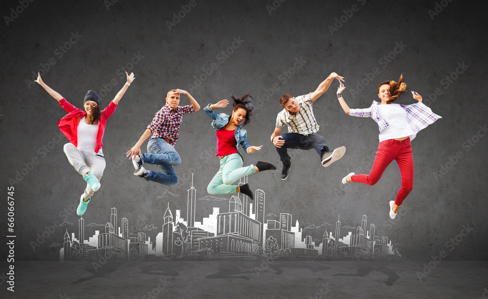 Canvas Prints group of teenagers jumping