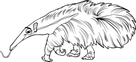 anteater animal cartoon coloring book