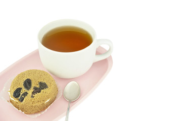 Tea and cake isolated