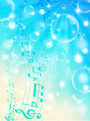 Naklejka premium 音符 楽譜 海