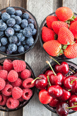 Fresh cherry, strawberry, blueberry and raspberry