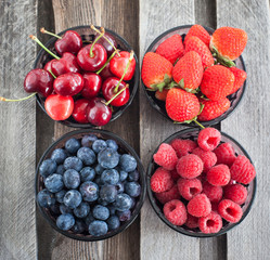 Fresh cherry, strawberry, blueberry and raspberry