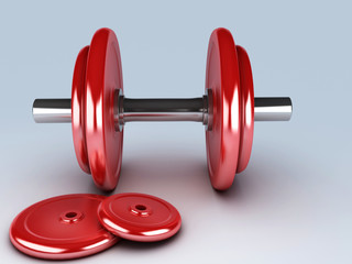 Obraz na płótnie Canvas red dumbbells for fitness