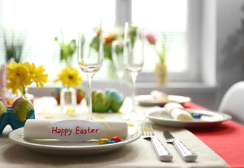 Obraz na płótnie Canvas Beautiful holiday Easter table setting