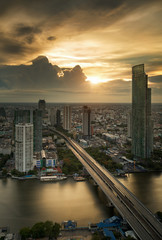 Vertival view of River in Bangkok city