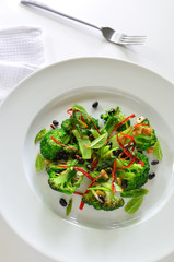 Stir fry broccoli with black beans and thai red peppers