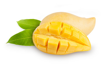 Yellow mango isolated on white background