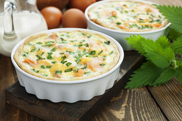 Quiche pie with fish and nettles