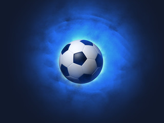 Fototapeta na wymiar Soccer ball blue background