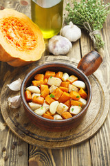 Chicken baked with pumpkin