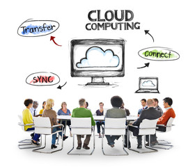 Diverse People Having a Meeting About Cloud Computing