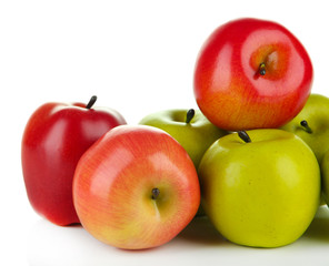 Tasty ripe apples isolated on white