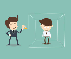 Businessman defined area idea concept