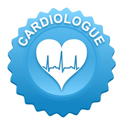 cardiologue sur bouton web denté bleu