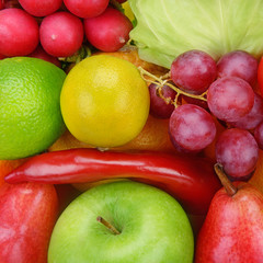 Naklejka na ściany i meble background of vegetables and fruits