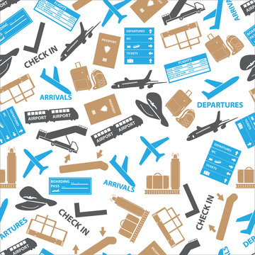 airport icons color seamless pattern eps10