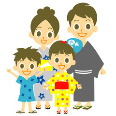 浴衣の家族