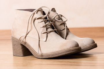 women shoes on wooden floor horizontal