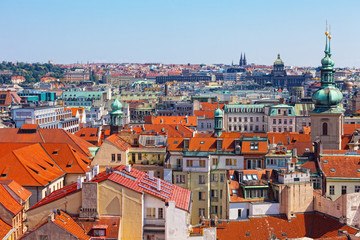 View of the historical districts of Prague 