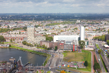 Fototapeta premium View of Rotterdam from height of bird's flight, Holland