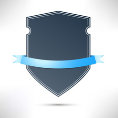 Modern badge with blue ribbon template