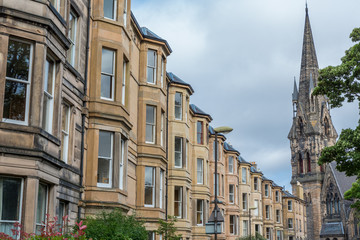 Obraz premium Side view of vintage facades in Edinburgh