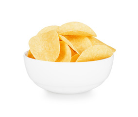 Fototapeta na wymiar The image of the potato chips isolated on white