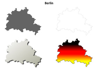 Berlin blank outline map set