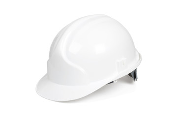 White hard hat isolated on white with clipping path. - obrazy, fototapety, plakaty