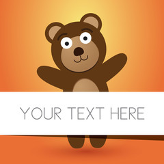 brown teddy bear with banner