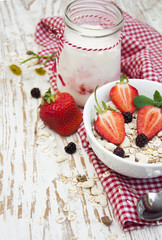 grain muesli with strawberries