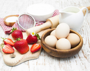 Ingredients for strawberries baked