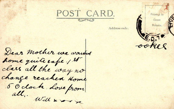 Backside of postcard