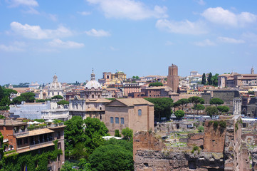 Fototapeta na wymiar Rome historic center city and ancient ruins, Italy