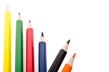 Fototapeta premium Beautiful multi-colored pencils isolated on white background