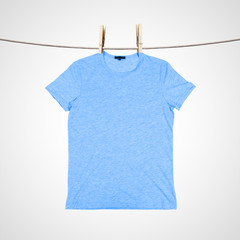 washing blue t shirt