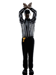american football referee gestures time out silhouette