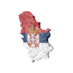 Low Poly Serbia Map with National Flag