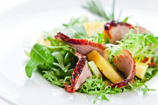 salad with  pineapple and smoked meat