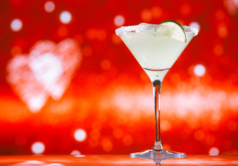 margarita  cocktail glitter red golden background