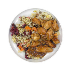 Chicken in pecan sauce with rice