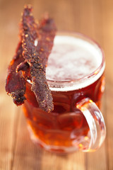 jerky beef with beer - homemade dried cured spiced meat