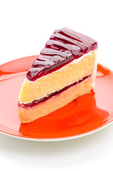 Strawberry cake isolated on white background